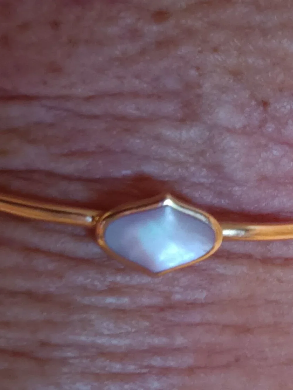 NIB Kabana Mother of Pearl inlay cuff bangle bracelet 14k rose gold Na Hoku